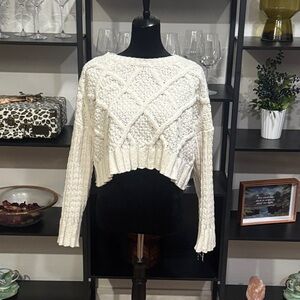 Arizona Jean Company Women's Ivory Cable Knit Sweater